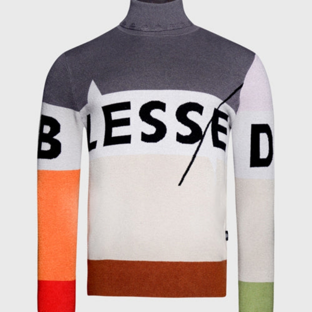 The Hideout Clothing Men's XL Blessed Knit Distressed Tips Turtleneck Sweater